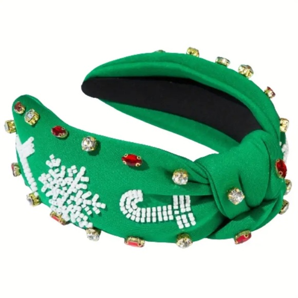 Green Christmas Rhinestone Joy Headband - Picture 3 of 4